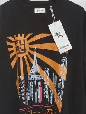 Men's Long Sleeve Graphic Tee - Black/Orange
